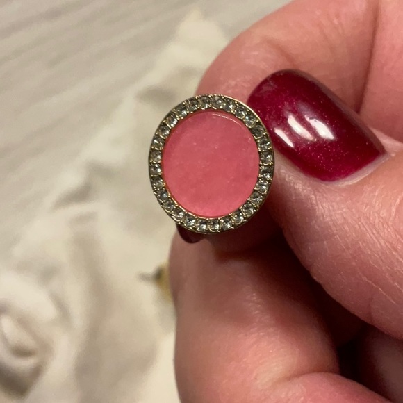 Michael Kors Pink Disc & Pave Crystal Round Gold Tone Stud Pierced Earrings - Picture 2 of 16